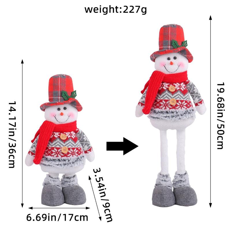 Golden Christmas Standing Figure Doll,Santa Claus Snowman Reindeer Retractable Doll With Retractable Spring Legs For Christmas