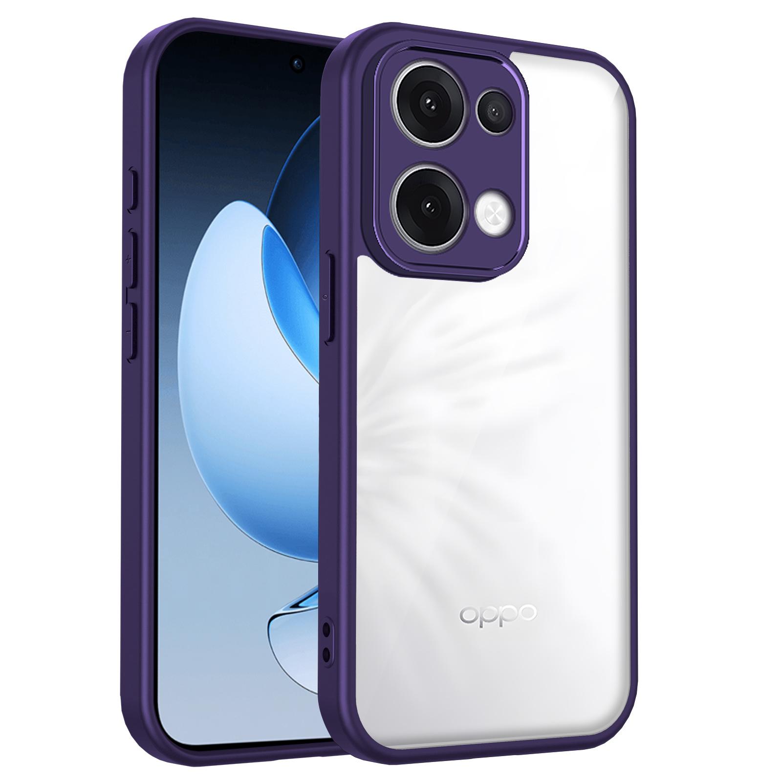 

Для Oppo Reno 13 CPH2689 Чохол Повітряна Подушка Ударостійкий Силіконовий Бампер Прозора Матова Задня Кришка Жорсткий Чохол для Телефона для Oppo Reno13 5G Pc + tpu&Oppo Reno13 фіолетовий