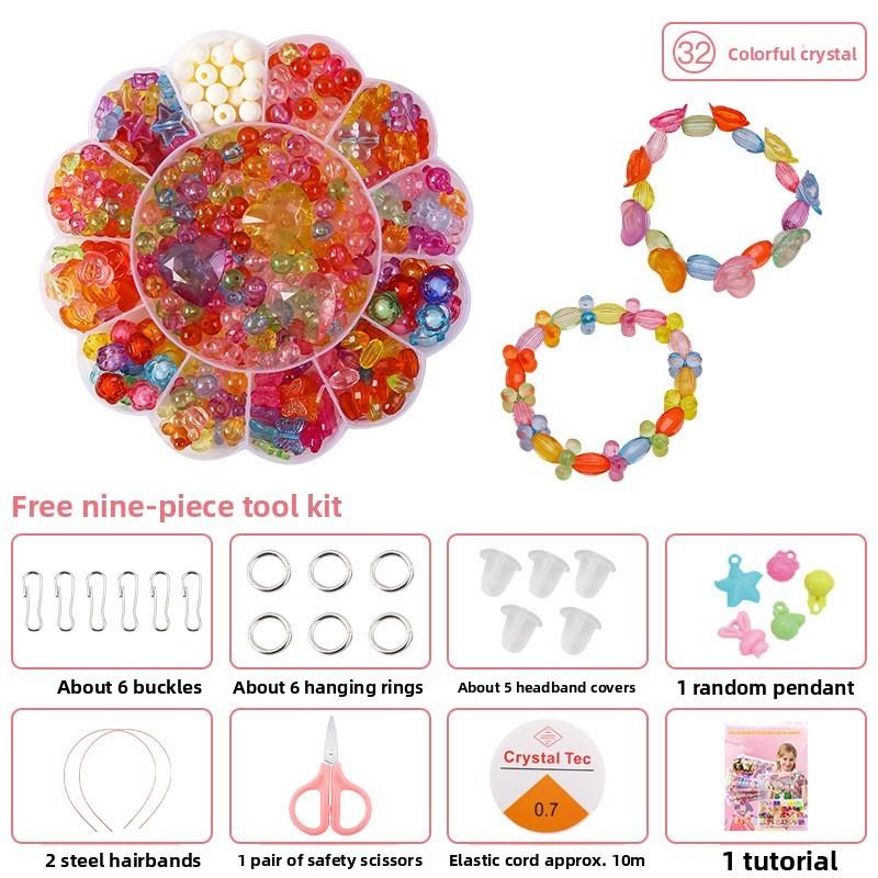 Children Bead Crafting Set Colorful Plastic Materials Handmade Accessories Gift