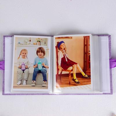 Nuotraukų albumas su lininiu viršeliu, nuotraukų albumas su priekiniu langeliu, 100 nuotraukų 10x15, įklijuojamas nuotraukų albumas vestuvėms, atostogoms, šeimos, kūdikio nuotraukoms