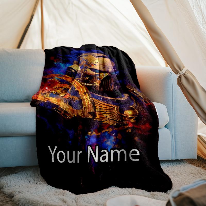Custom Name Warhammer 40K Theme Printed Blanket - Perfect for Couch, Bed, Travel & Outdoor Use | Machine Washable, Cozy & Durable.