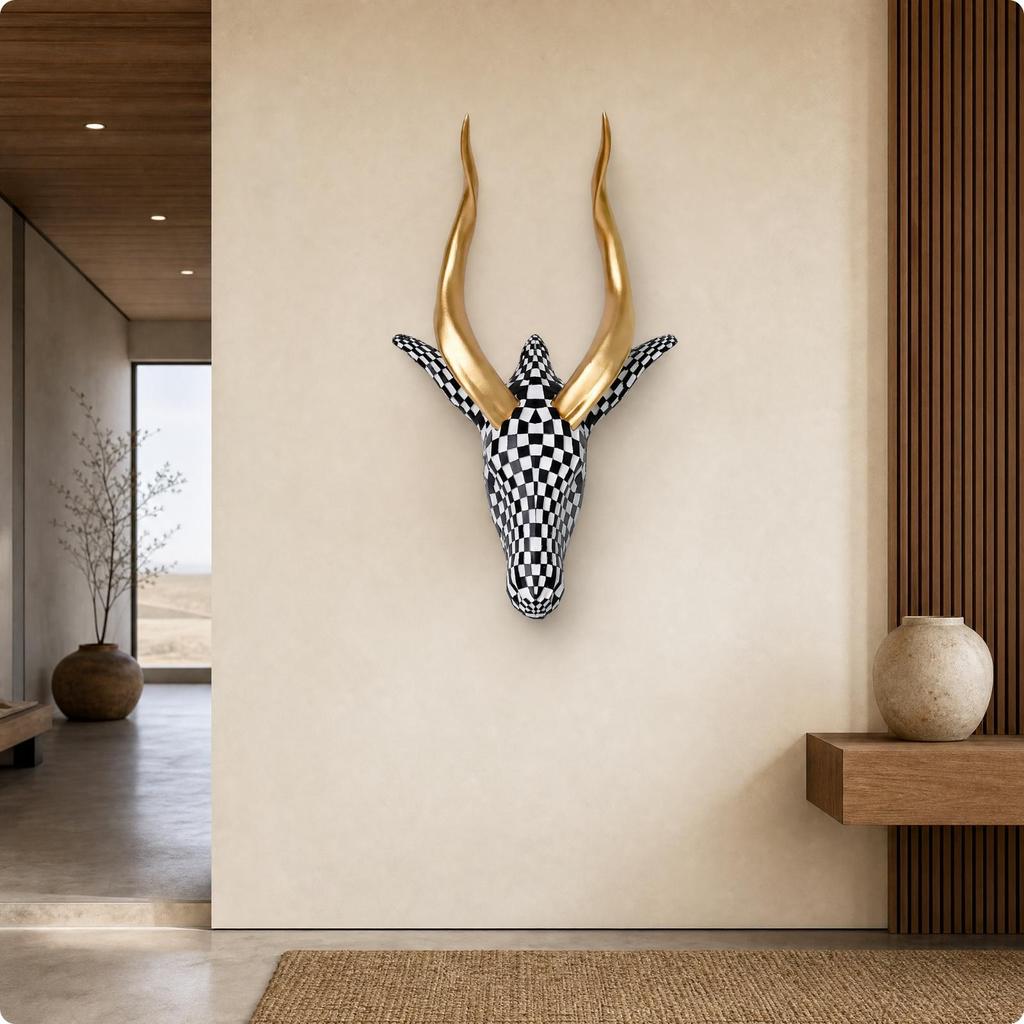 Resin Animal Head Wall Sculpture Modern for Office, Diverse Interiors