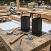 Set of Two Metal Connectors for Wooden Poles, Galvanized Steel