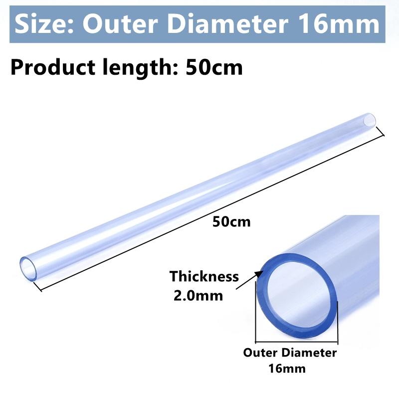 

1PC Outer Diameter 16~110mm UPVC Transparent Blue Pipe Aquarium Fish Tank Tube Garden Irrigation Watering Fittings 50cm Long transparent blue 1pc