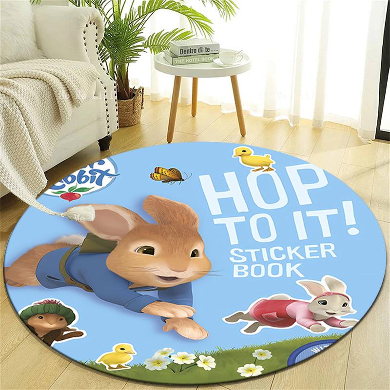 1pc Peter Rabbit2 Design Printed Area Round Carpet for Bedroom Living Room Home Decor Rugs Mat Non Slip Mat Rug for Bedside