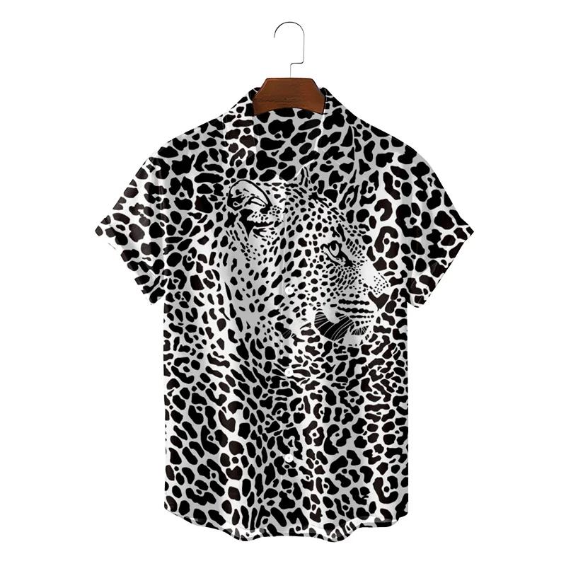 Summer Fashion Shirts For Men Streetwear Leopard Print Shirt Summer Harajuku Womens Clothes Blouse Camisa Masculino