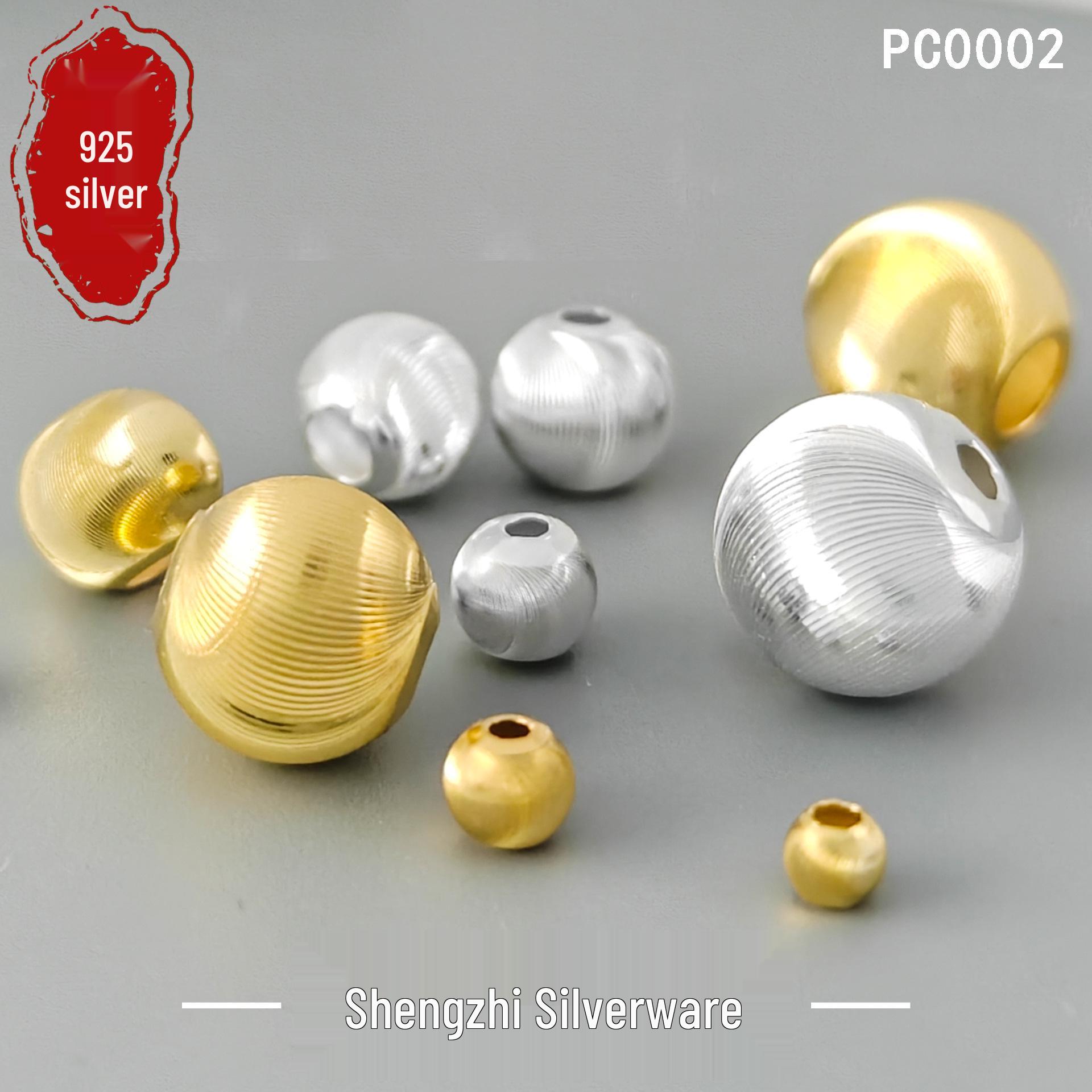 S925 Sterling Silver Iridescent Cat Eye Spacer Beads - Brushed Sparkle Rotating Beads for DIY Necklace Accessories 925 sterling silver: small hole