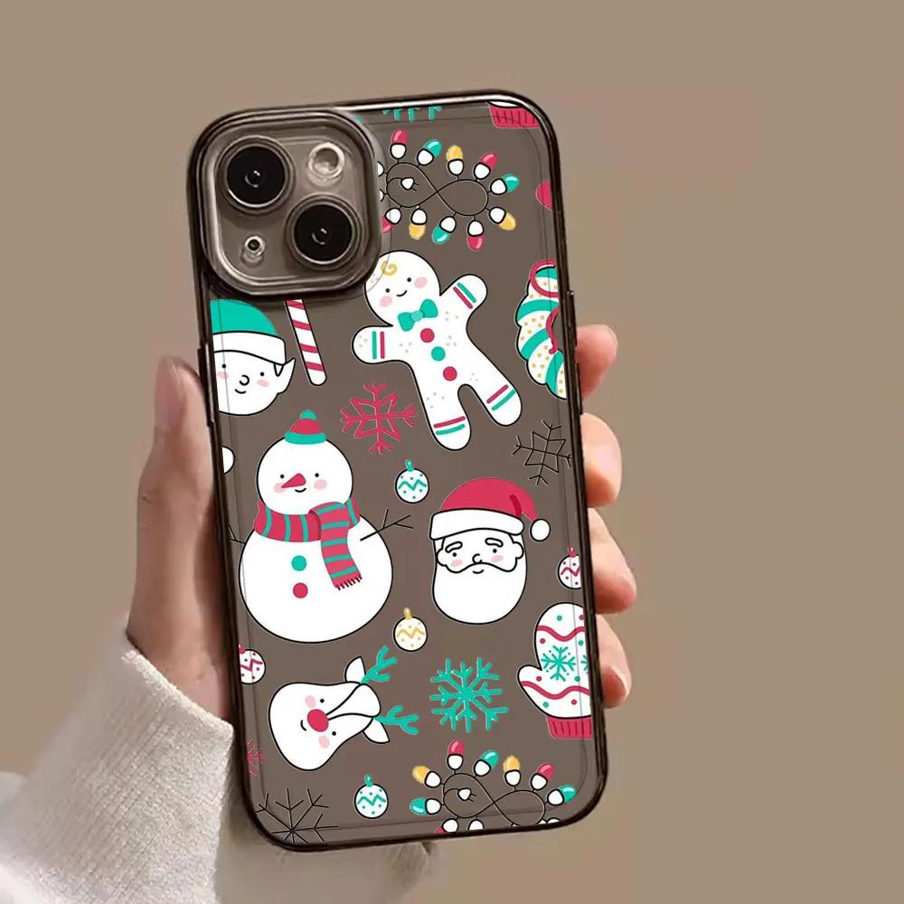 Merry Christmas Snowman Phone Case For iPhone 15 11 12 14 13 Pro Max Mini Plus XSM XR SE 7 8 Navidad Noel Elk Mobile Phone Cover