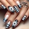 24 Pcs Medium Length Ballet Press On Nails Brown Floral Design Full Cover Detachable Fake Nails Manicure Set