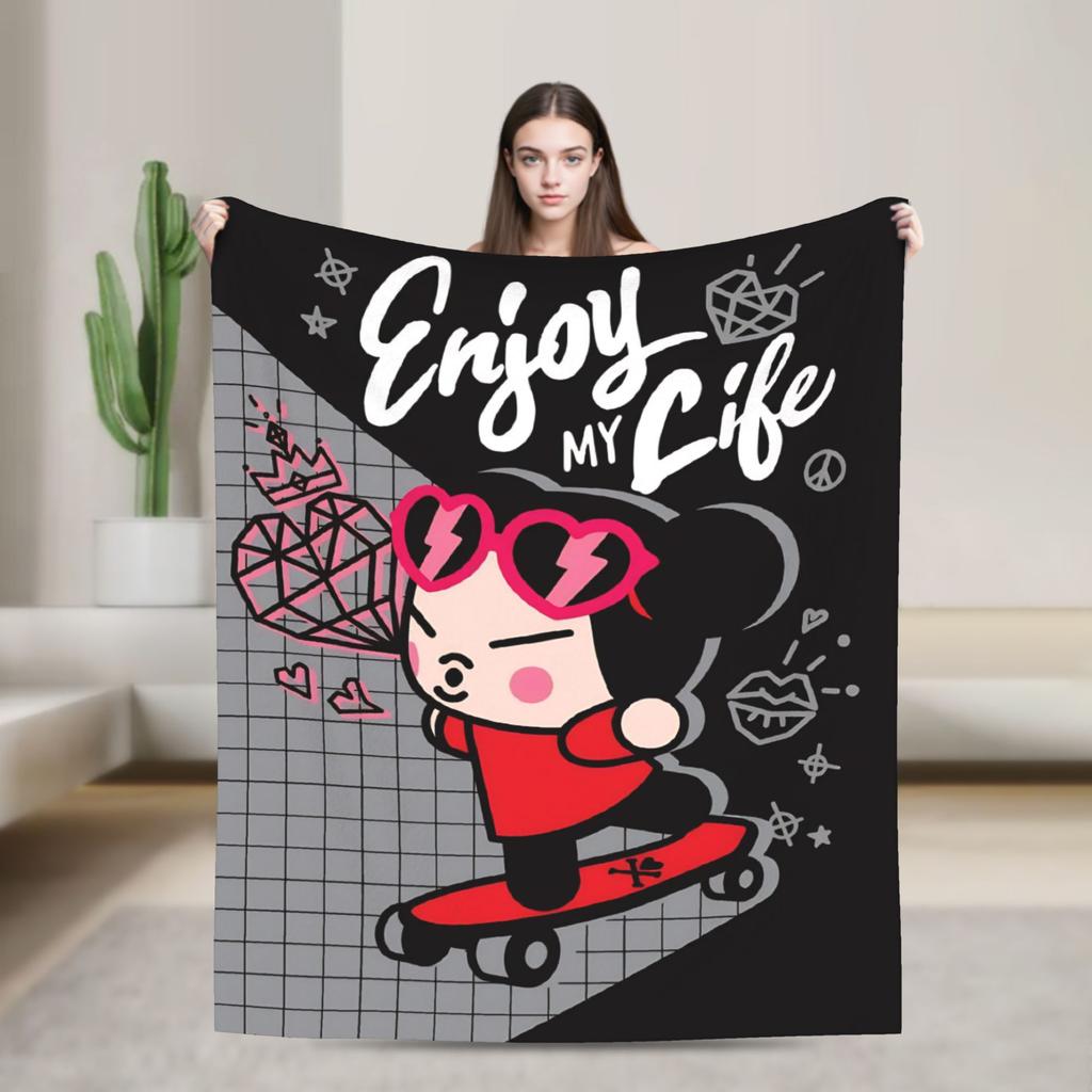 Kawaii P-Pucca Blanket Fleece Autumn/Winter  Breathable Warm Throw Blanket for Bed Bedroom Bedspreads