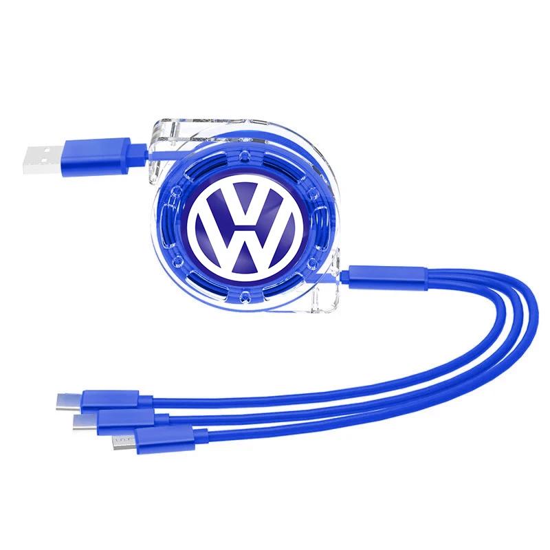 2025 Hot 3 In 1 Micro USB Type C Charging Cable Multi Charger For Volkswagen GTI Golf Tiguan Jetta Transporter Passat Polo T-Cro