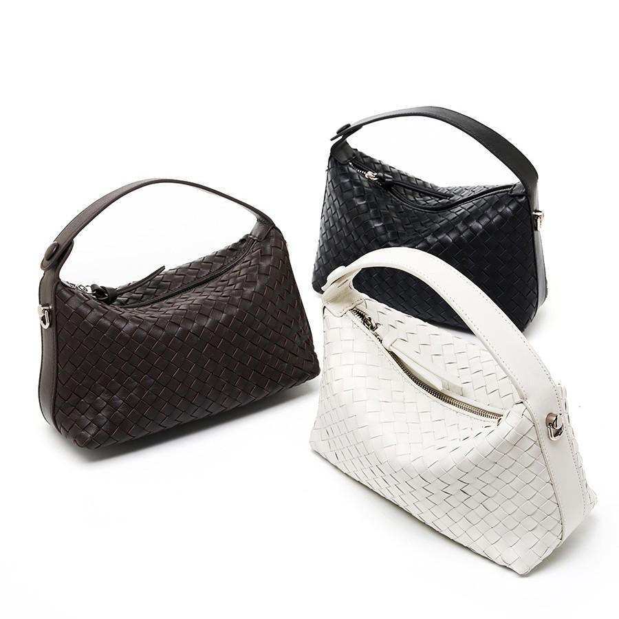 Genuine Leather Woven Women's Bag 2025 New Fashion Sheepskin Crossbody Bag Niche Design Woven Dumpling Bag Handbag
