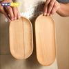 1PC Japanese-Style Tableware Solid Wood Dessert Plate Wooden Tray Snack Plate Fruit Plate Beech Oval Tray Cup Pad Coaster Plate