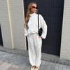 Womens 2-Piece Satin Set 2026 Fall Winter Stand Collar Jacket Wide Leg Pants Loose Casual Outfit