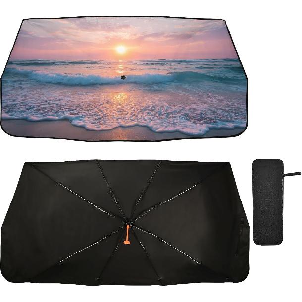 

Car Sunshades for Windshield Umbrella Retractable Foldable SUV Chihuahua Dog Auto Sunshield Car Sun Shade Sun Visor Blocks UV Rays Beautiful Sunrise Beach S