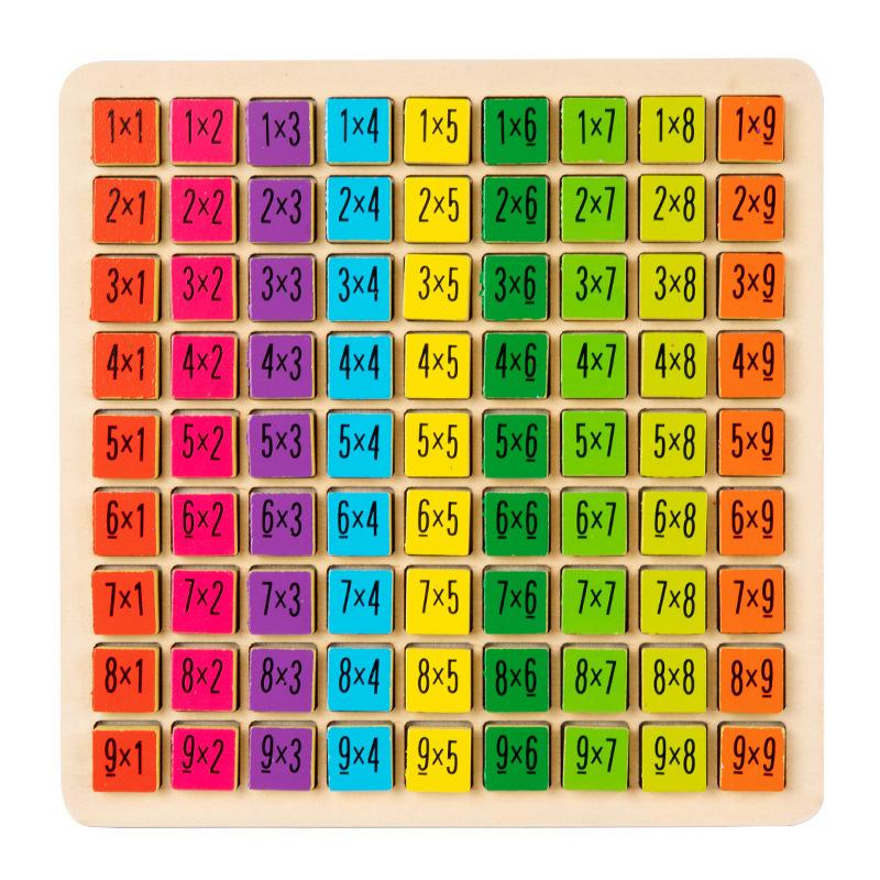 Wood Multiplication Table Board Game, Numerical Addition Game, With Colorful Numbered Cubes, Gift For Kids, Party Activity