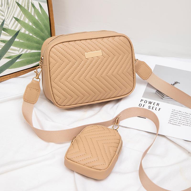 

Women s bag, new wavy child and mother camera bag, two-piece set, small square bag, casual shoulder bag, one piece. хаки