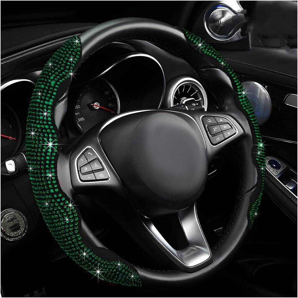 2 PCS Steering Wheel Cover, Segmented Car Wheel Covers With Crystal Rhinestones, Non-Slip Protector Bling Sparkly Decoration For Most Steering