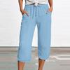 Women's Summer 3/4 Trousers  Summer Trousers With Pockets Causal Loose Trousers Fabric Trousers Sport Leisure Beach Trousers