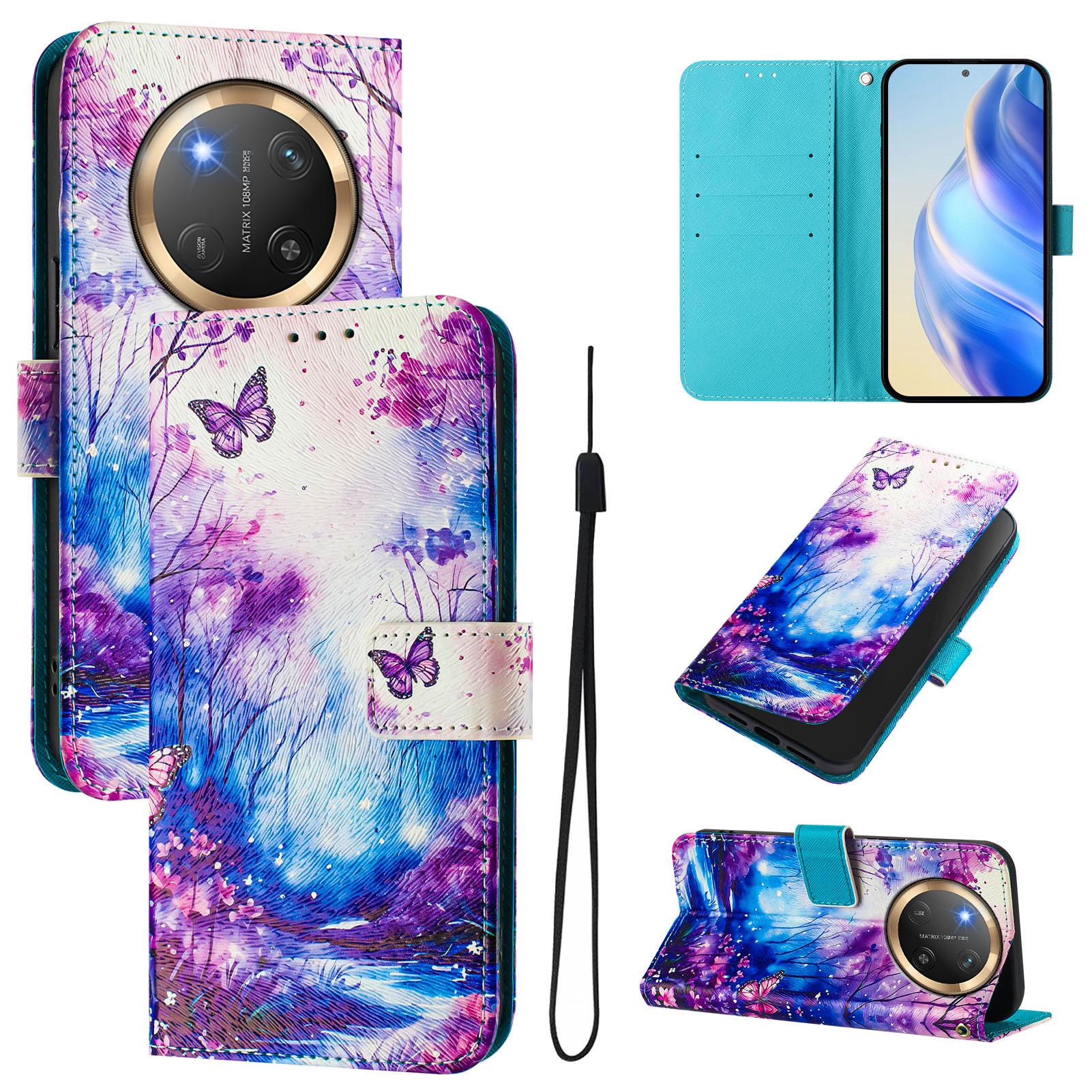

For Honor Magic7 Lite 5G/X9c 5G/X60 Pro 5G Case Pattern Printing Wallet Phone Cover with Strap G
