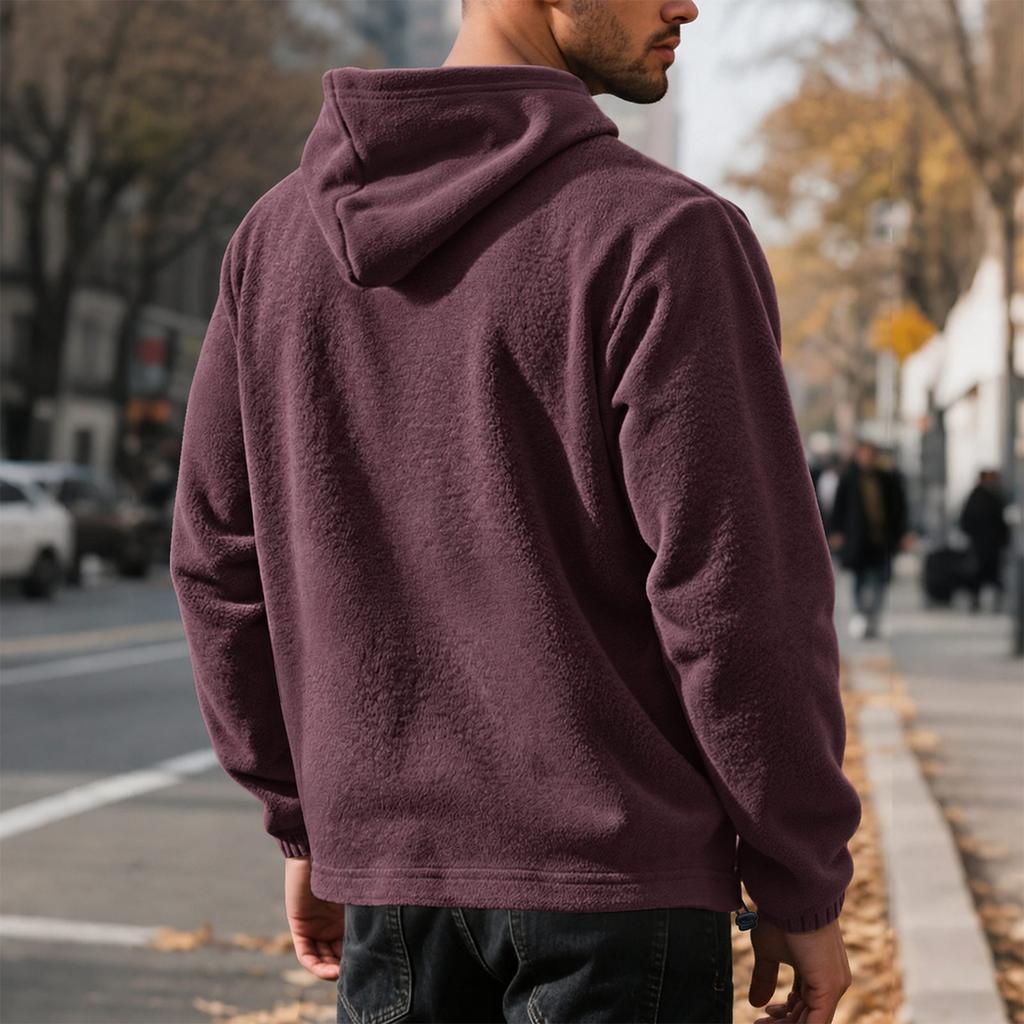 Men's Color Hoodie with Patch Pocket Long Sleeve Casual Athletic Sweatshirt