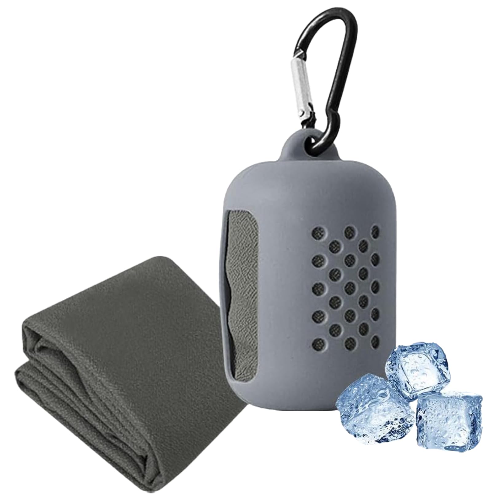 

PLEAVIT Cooling Towel, Quick-Drying Sports Towel with Silicone Case, Gray, 80x30cm