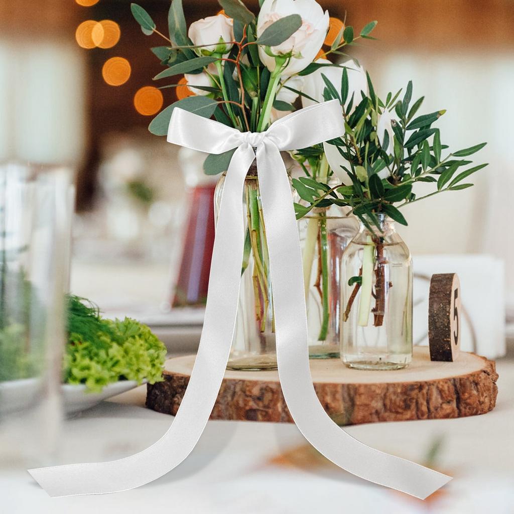 12 Pieces Of Ivory Bow Decorations, Wedding Background Channel Decorations, Satin Bows, Chair Decorations, Elegant Ceremonial Ribbons