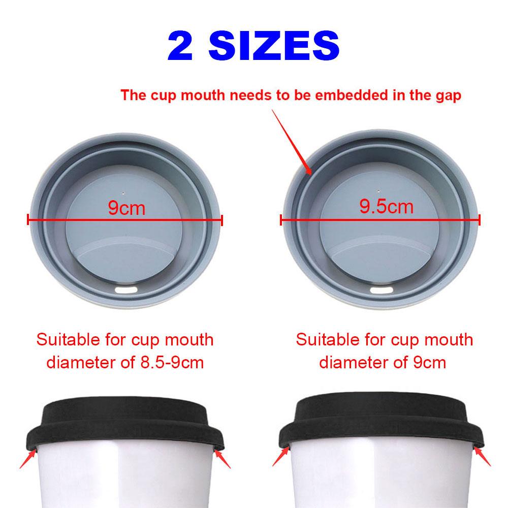 2 Misure Universali Riutilizzabili Coperchi in Silicone Freschezza Coperchi Isolanti Anti-Polvere Coperchio Tazza da Caffè Adatto per 8.5-9cm