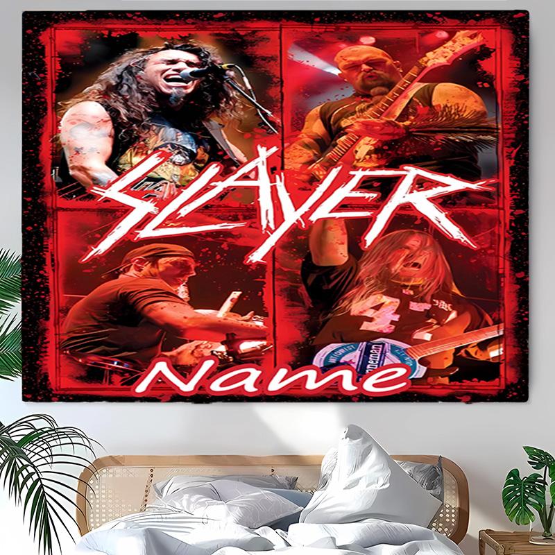 Personalized Slayer band Background Tapestry,Custom Name Birthday Party,Multifunctional Wall Decoration for Home Decor,Various Occasions