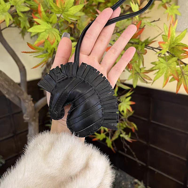 Zebra Head Bag Pendant, Premium Zebra Pendant, Sheepskin Leather Hand-sewn Pony Car Pendant, Bag Charm