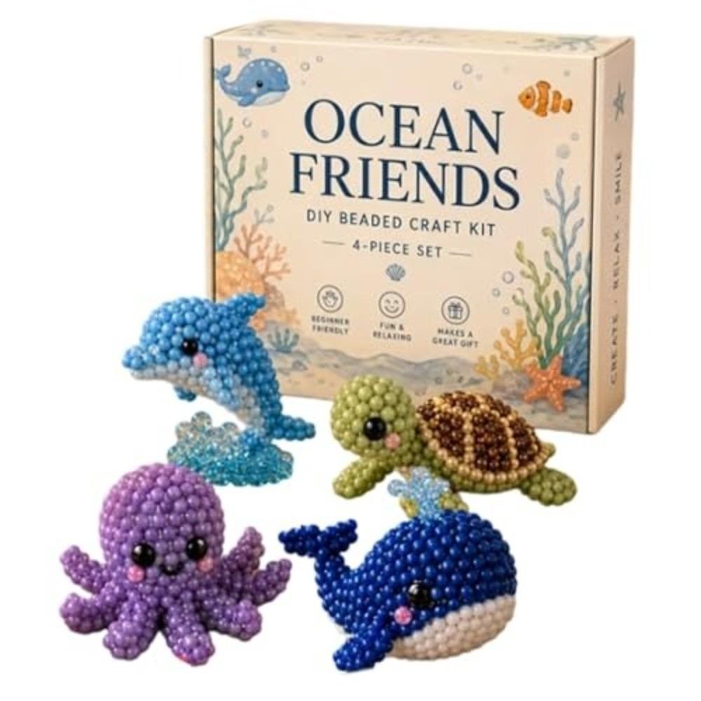4pcs Mini Size Animal Crafting Set Bead Craft Bead Weaving Kit New Pets Beading Set DIY Activity
