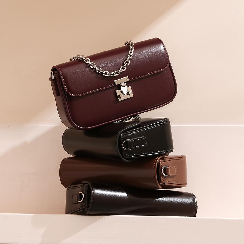 Premium small square bag, first layer cowhide shoulder messenger bag, OEM logo genuine leather women's bag