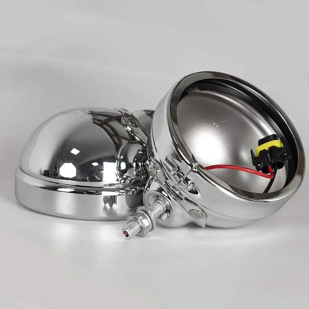 For Harley Road King Electra Glide FLHXS FLHX 2PCS 4.5" Motorcycle Headlight Housing Passing Fog Light Bulb Bucket Assembly