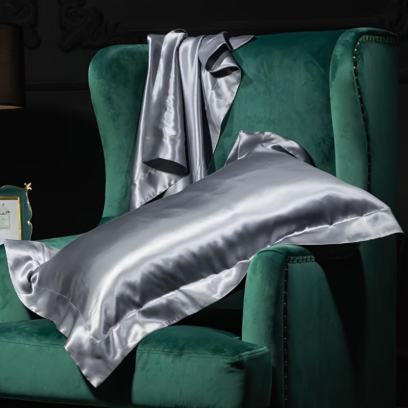 [2pcs Mulberry Silk Pillowcases] 2pcs Mulberry Silk Pillowcases, Luxurious 25 Momme Satin Weave, Hypoallergenic Solid Color with Envelope Closure