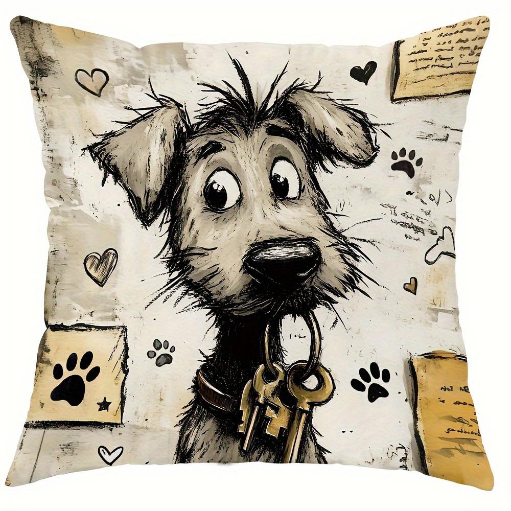 

1/4pcs Cute Dog Illustrations Printed Pillowcases Sofa cushion cover home bedroom room decoration 45x45cm