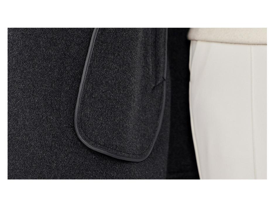 2025 Autumn/Winter Women's Mid-Length Double-Breasted Wool Coat with Belt