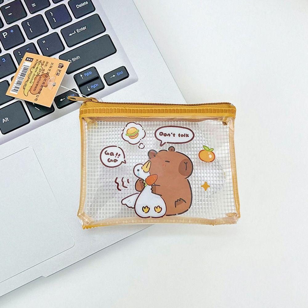 Transparent Capybara Purse Bag Cartoon Capibara Credit Card Holder Capybara Coin Purse Wallet  Girl