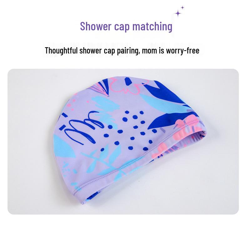 Women's One-Piece Swimsuit with Chest Pads and Swim Cap - Suitable for Students, Children, Hot Springs, and Beach Wear.