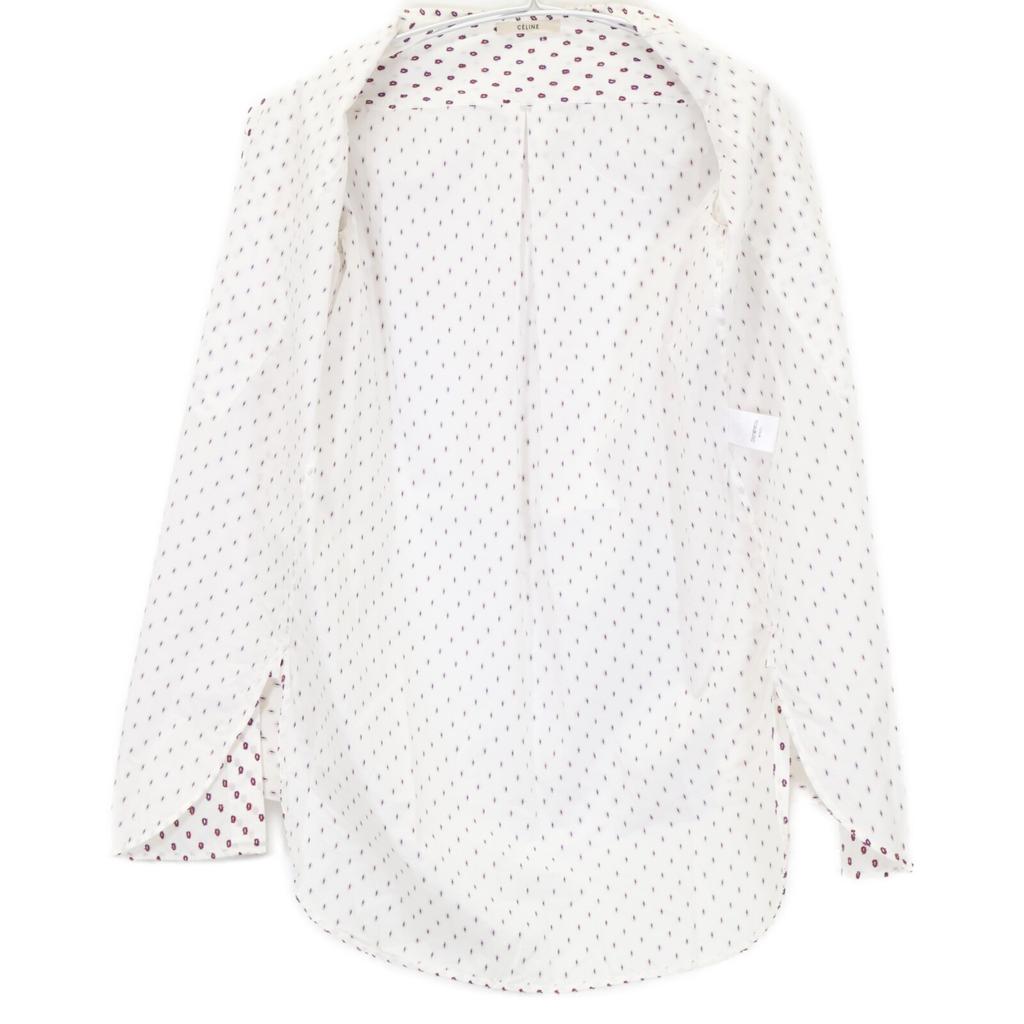 Celine 2 0M36/6712 White Phoebe Dot Tuxedo Shirt Tops 34 whiteUsed