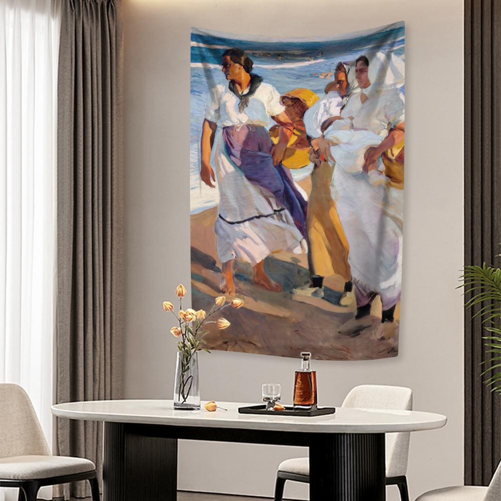 

Impressionism Oil Painting Hanging Tapestries Joaquin Sorolla Boho Home Decoration Aesthetics Bedroom Dormitory Covering Cloth 29x37in