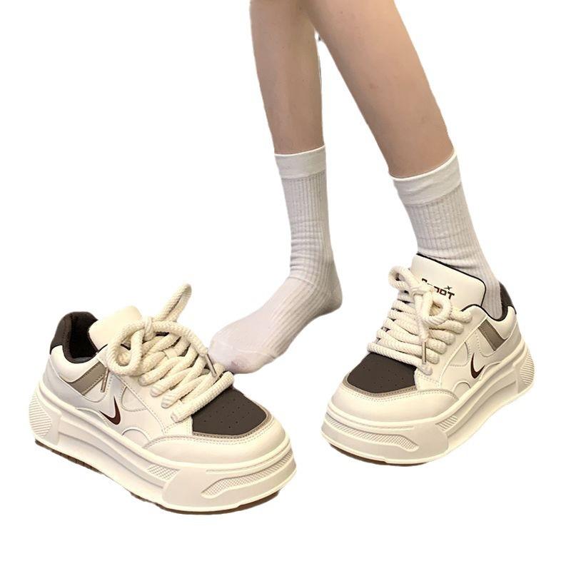Uniwersalne białe buty w stylu Hong Kong, damskie, wiosenne i jesienne, wysokiej jakości, z grubą płytką podeszwy, 2025, nowe, codzienne, sportowe buty damskie