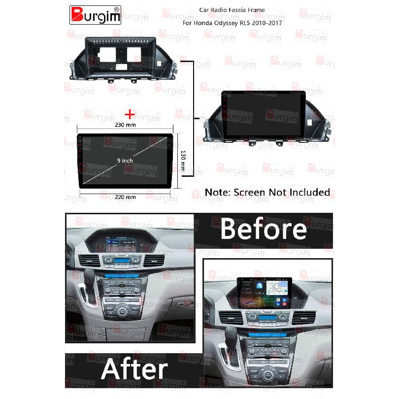Burgim Car Android Radio Frame For Honda Odyssey RL5 2010-2017 9 inch 2DIN Stereo Panel Fascia 16PIN Harness Wire Power Cable Radio Accessories 4