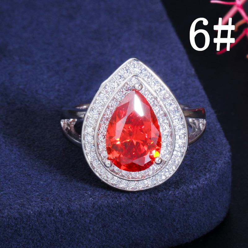 CMM Classic Women Engagement Party Jewelry High Quality Big Tear Drop Green Rings with Zirconia