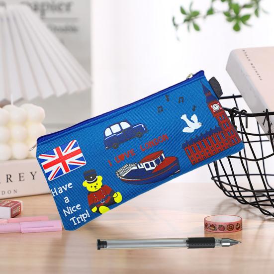 Oxford Cloth Pencil Bag Portable Large Capacity School Students Zipper Bag Multifunctional Boys Girls Stationery Pouch Pen Case School Supplies