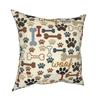 Dog Paw Print Square Pillow Case Cushions for Sofa Border Terrier Novelty Cushion Covers