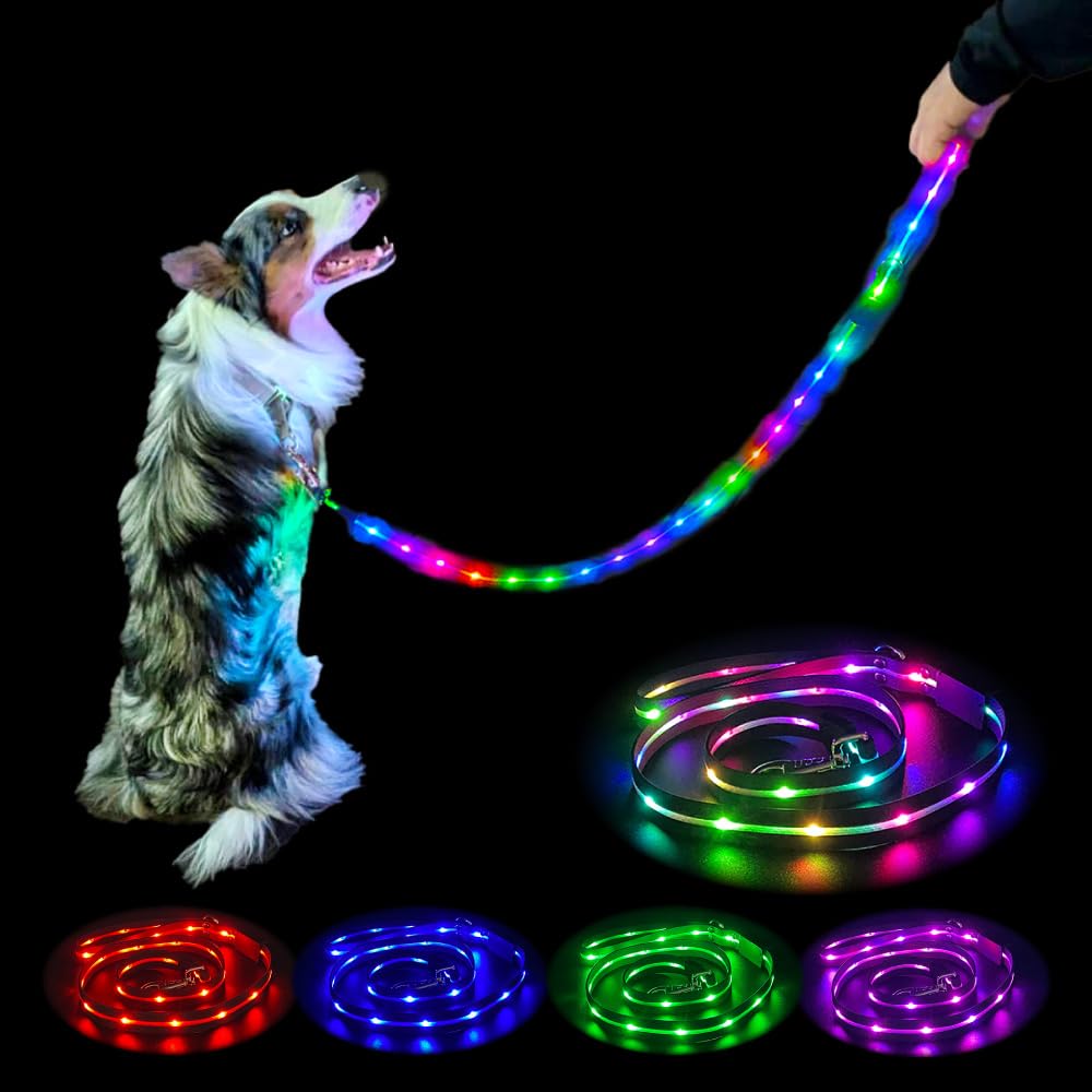 

Illuminated Rainbow Dog Leash with LED Light for Pets at Night (Medium Fittings, 150cm)
