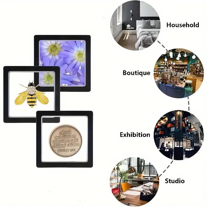 20 Stück Clearview 3D Schwebende Display-Boxen Staubdichte Acryl Schmuckaufbewahrungsbox mit Elastischer Folie Transparenter Hängender Organizer