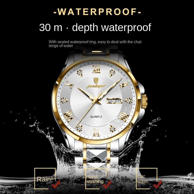 Top Brand Fashion New Men's Watch Luxury Double Calendar Quartz Luminous Waterproof Men's Watch
