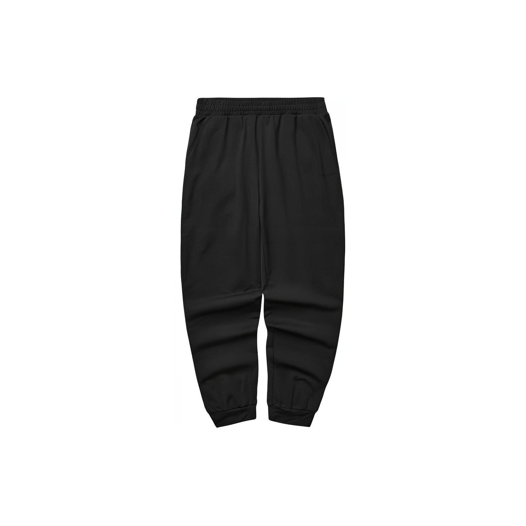 Skechers Solid Color Mid Waist Loose Fit Cuffed Knit Sports Pants Men bottoms Carbon-Black L224M052-0018 S