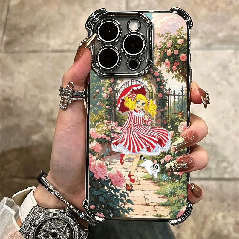 Anime Candy Candy Plating Phone Case For Iphone 16 17 Pro Max Air 16E 14 15 Plus 12 13 Mini Anti-Fall Airabag Cover